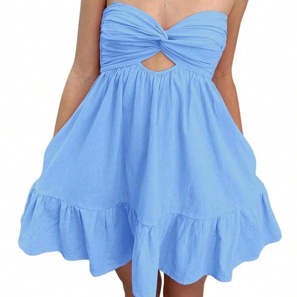 Blue Strapless Dress